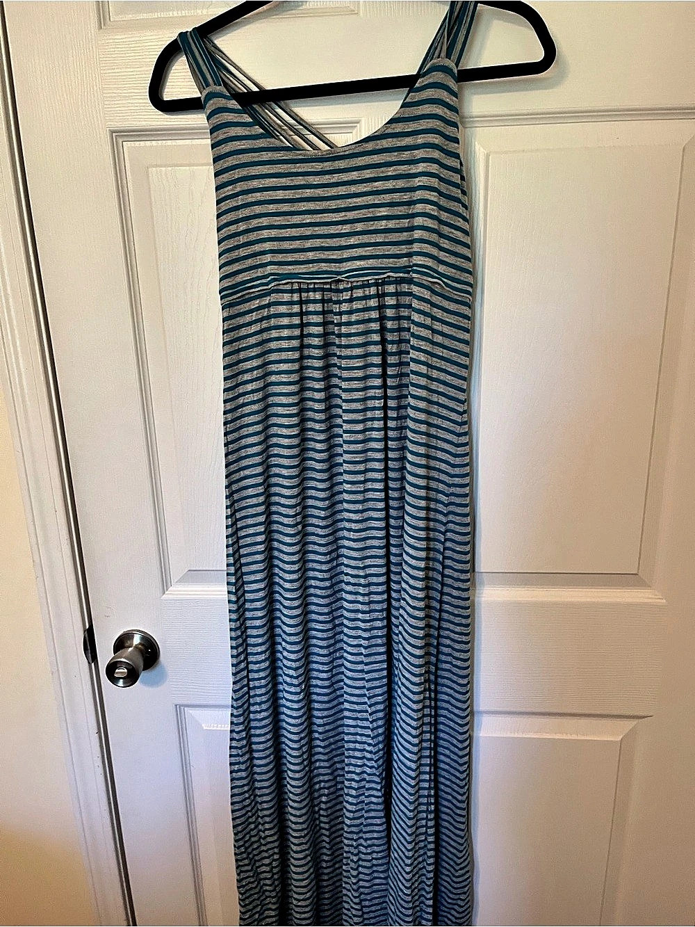 Calvin Klein Striped Maxi Dress in Blue & Gray Size 10.  Like New